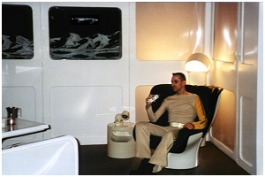 David sits in the "Commanders chair" in the completed Alpha Room exhibit